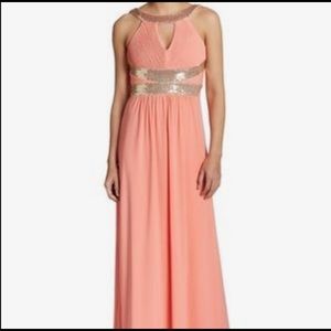 Peach and Gold Calvin Klein Gown